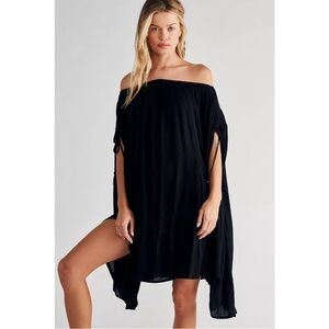 Free People Celeste Comvertible Mazi Skirt / Black Off-Shoulder Midi Skirt